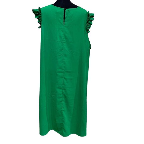 Shein Curve 4XL Ruffled Sleeveless Long 100% Kelly Green Polyester Sheath Dress - Picture 3 of 5